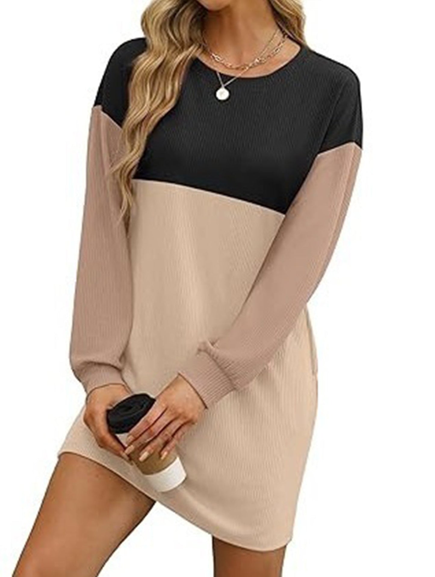 Loose casual flowing long-sleeved dress