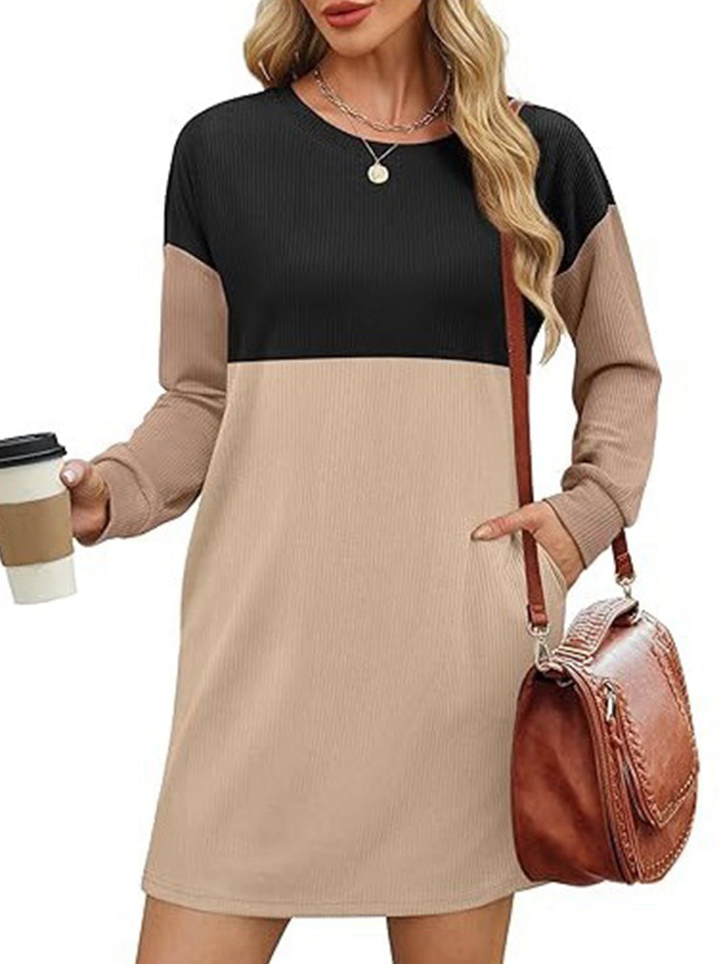 Loose casual flowing long-sleeved dress