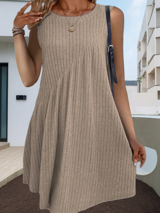 Irregular brushed stripe dress