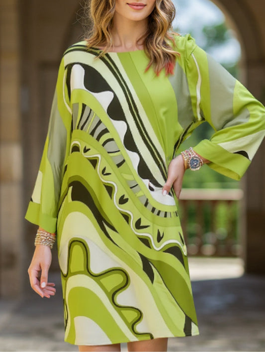 Fashionable casual round neck long sleeve dress