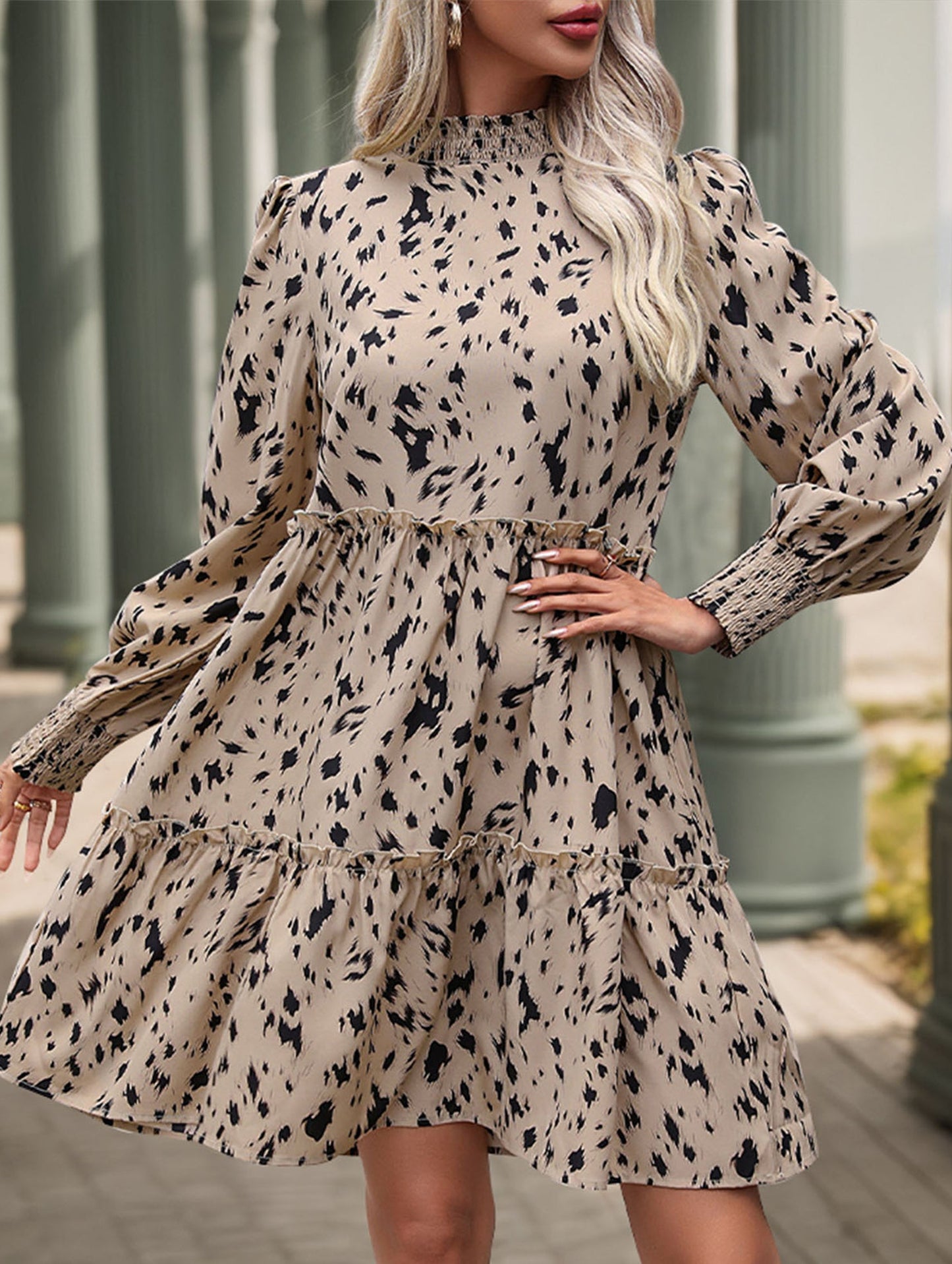 New floral print long-sleeved dress