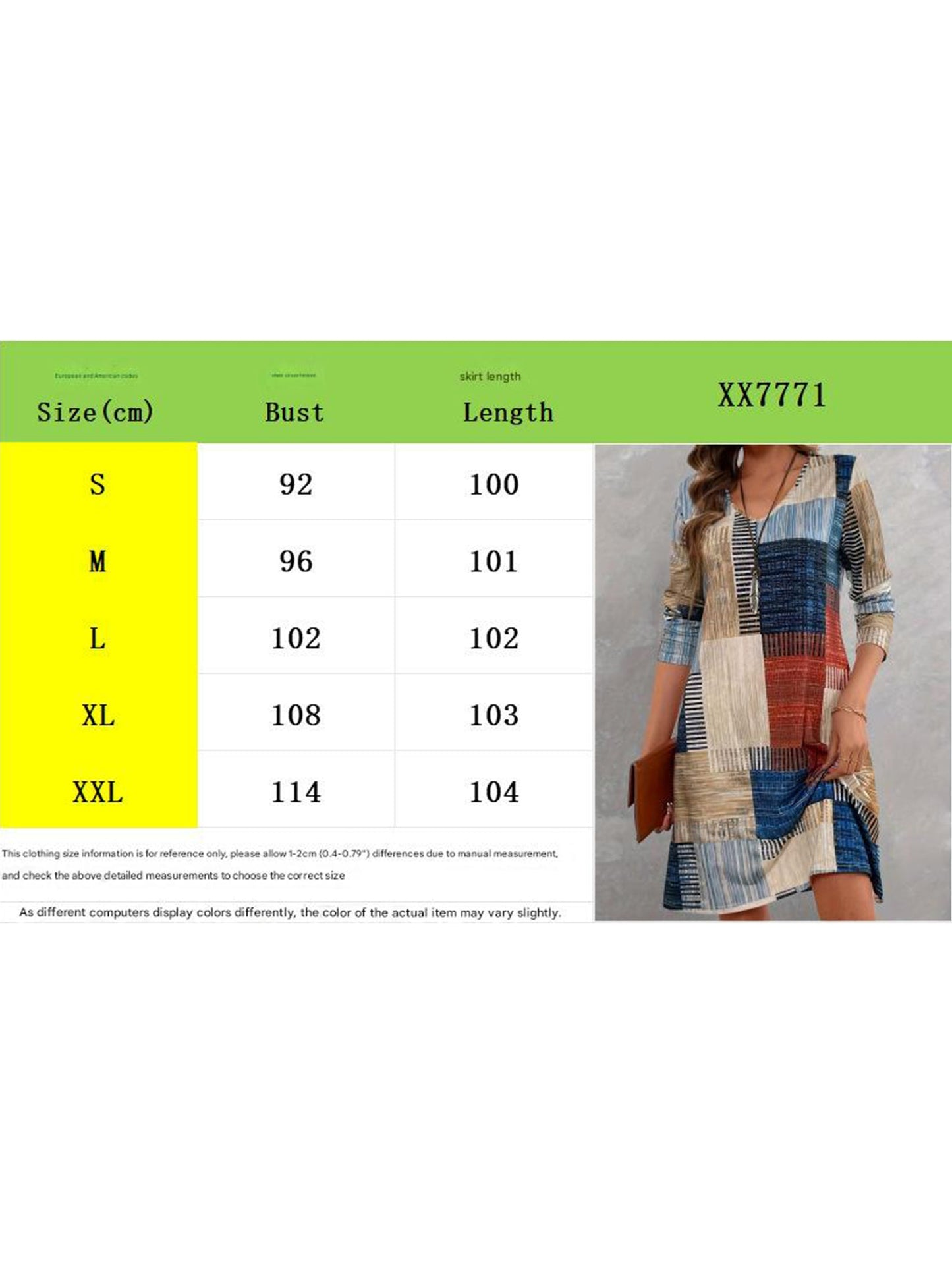 Fashionable V-neck Colorful Plaid Dress
