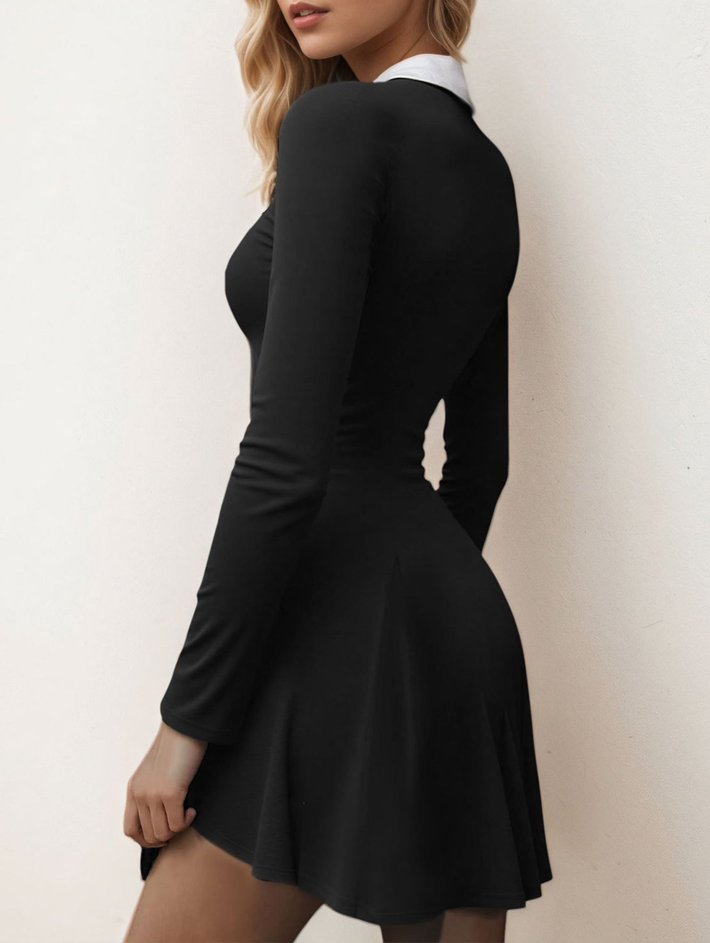 Fake two-piece knitted dress