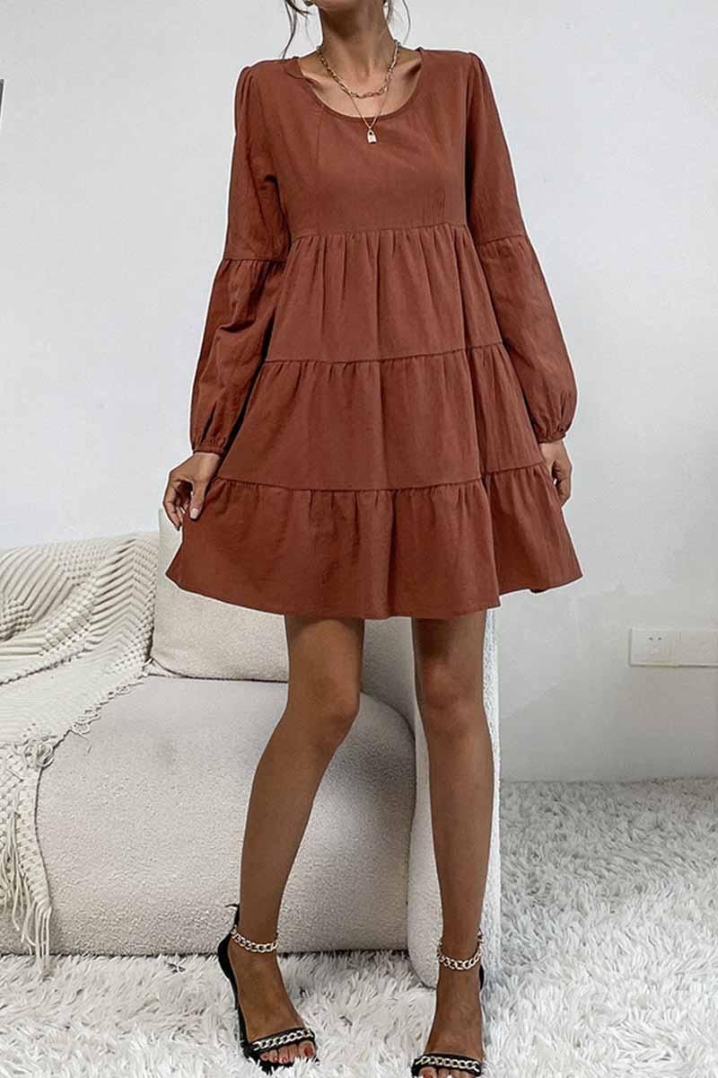SIMPLE LONG SLEEVED CANCAN DRESS - Doublju