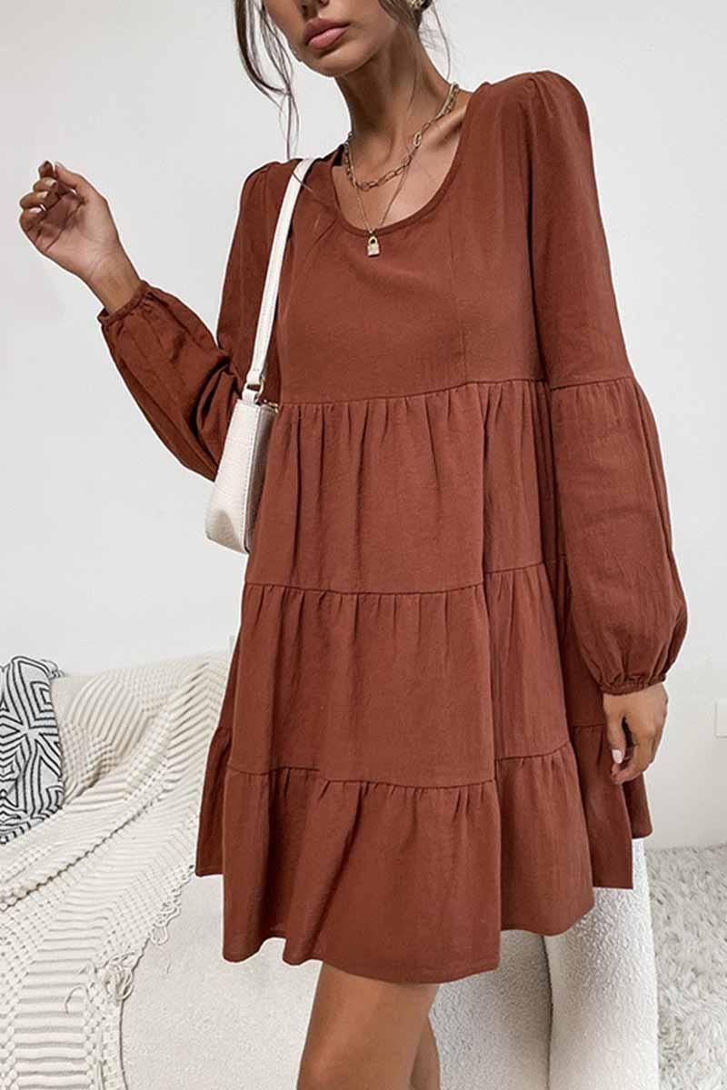 SIMPLE LONG SLEEVED CANCAN DRESS - Doublju