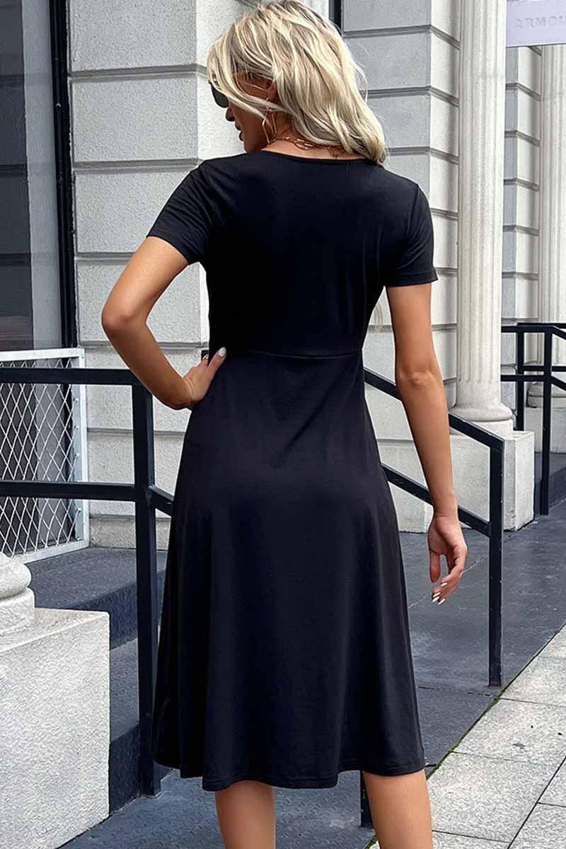 SIMPLE BUTTON UP SLIM FIT SLIT DRESS - Doublju