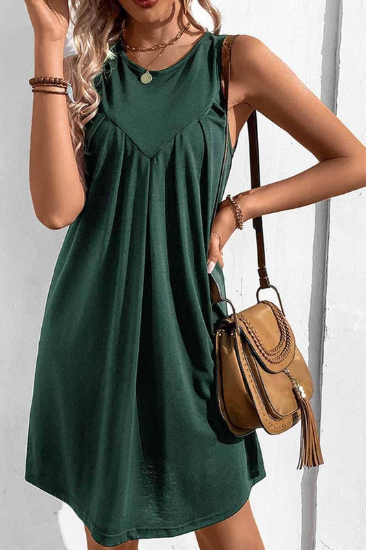 CASUAL SLEEVELESS SHORT DRESS - Doublju