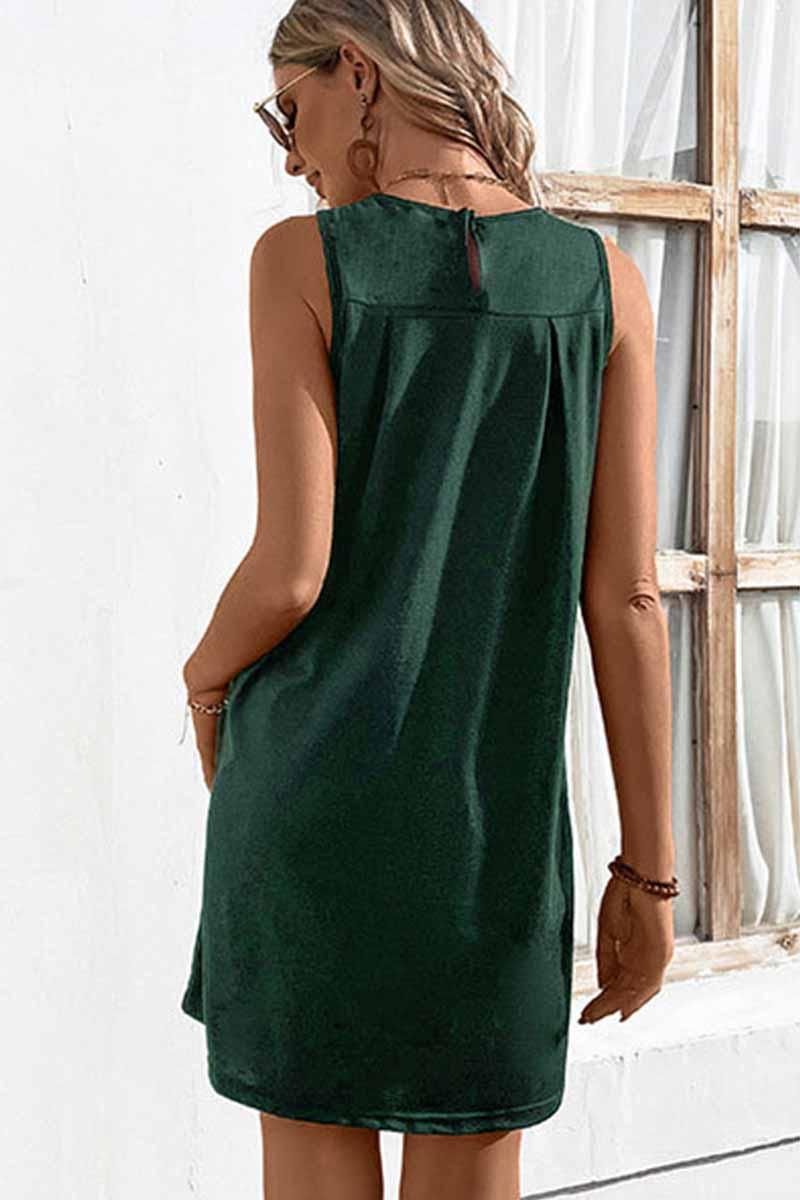 CASUAL SLEEVELESS SHORT DRESS - Doublju