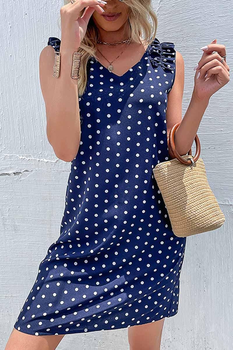 FUNGUS EDGE POLKA DOT DAILY DRESS - Doublju