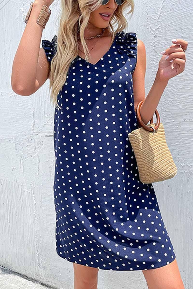 FUNGUS EDGE POLKA DOT DAILY DRESS - Doublju