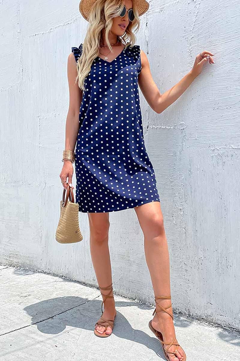 FUNGUS EDGE POLKA DOT DAILY DRESS - Doublju