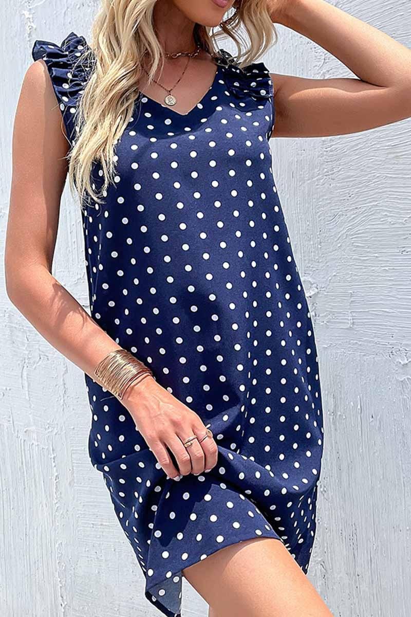 FUNGUS EDGE POLKA DOT DAILY DRESS - Doublju