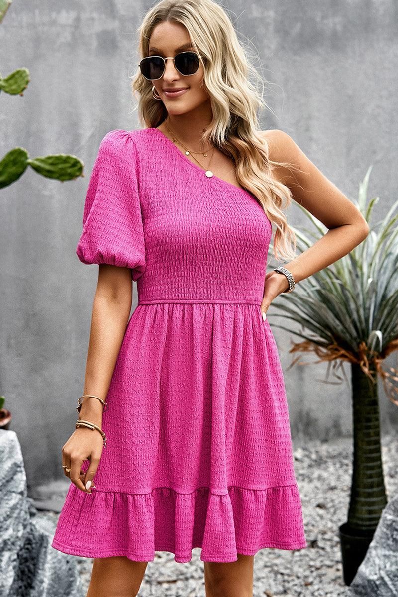 HALF OFF SHOULDER FUNGUS DRESS - Doublju