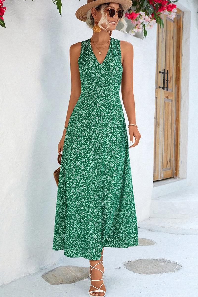 CUT OUT BACK DETAILED PATTERNED WOMEN DRESS - Doublju