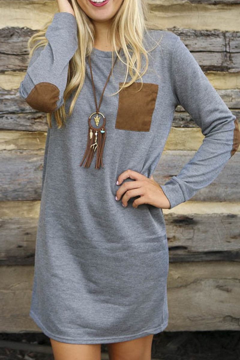 WOMEN LONG SLEEVE COZY HOME WEAR MINI DRESS