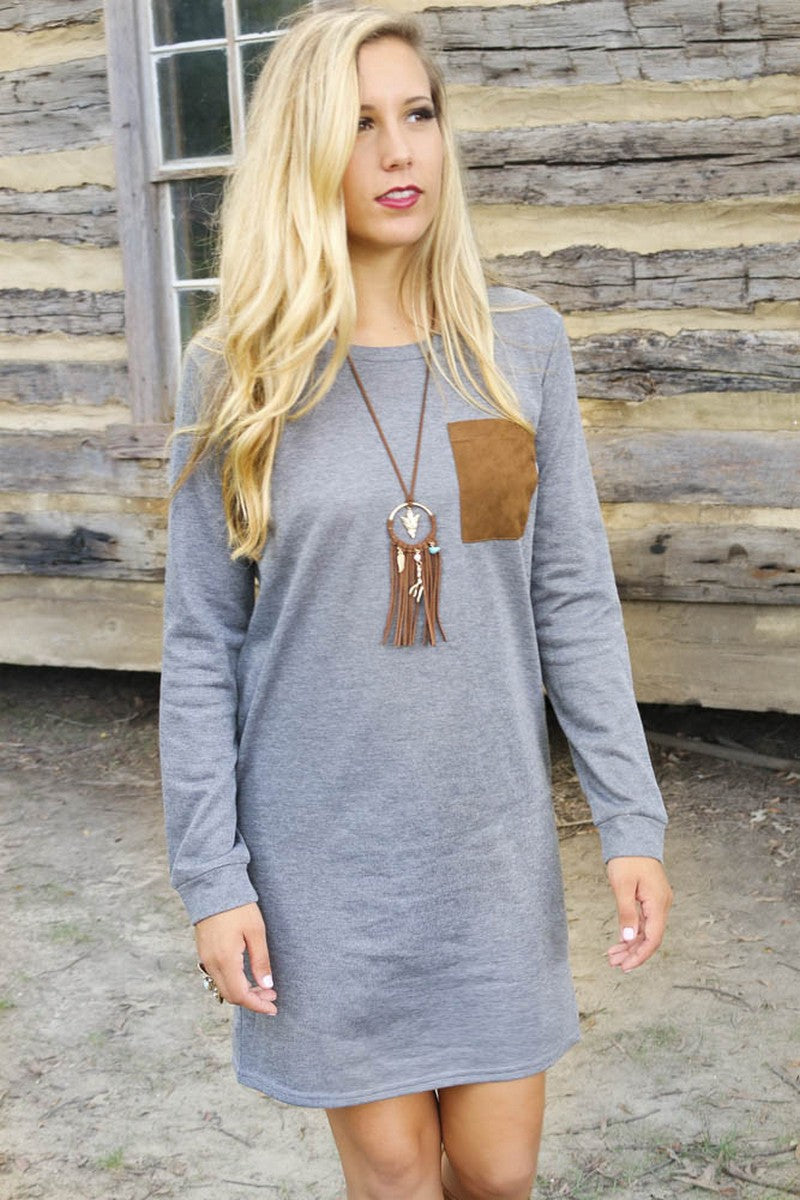 WOMEN LONG SLEEVE COZY HOME WEAR MINI DRESS