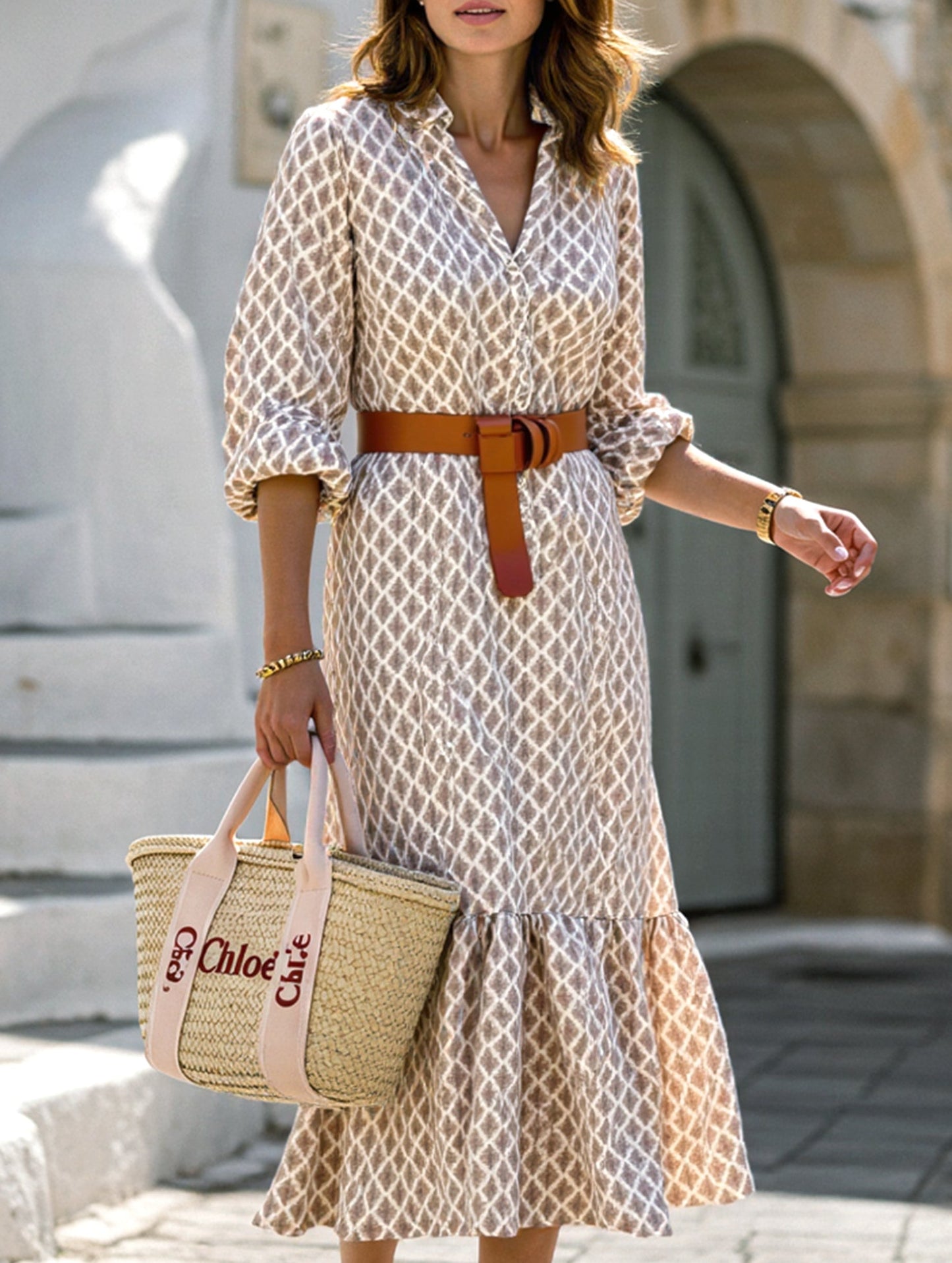 Women?™s Patterned Button Down Long Dress | Casual Chic Maxi Shirt Dress