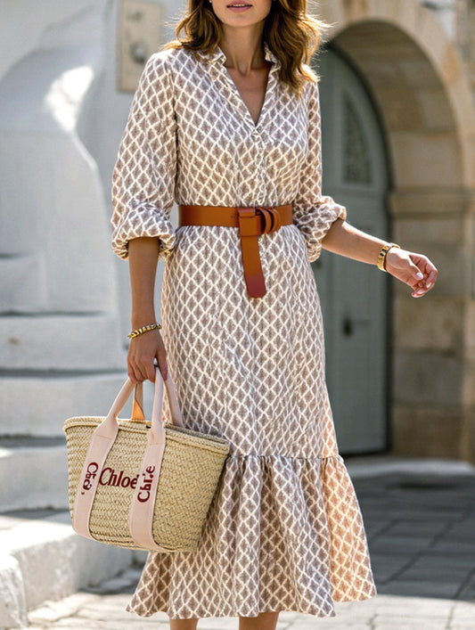 Women?™s Patterned Button Down Long Dress | Casual Chic Maxi Shirt Dress