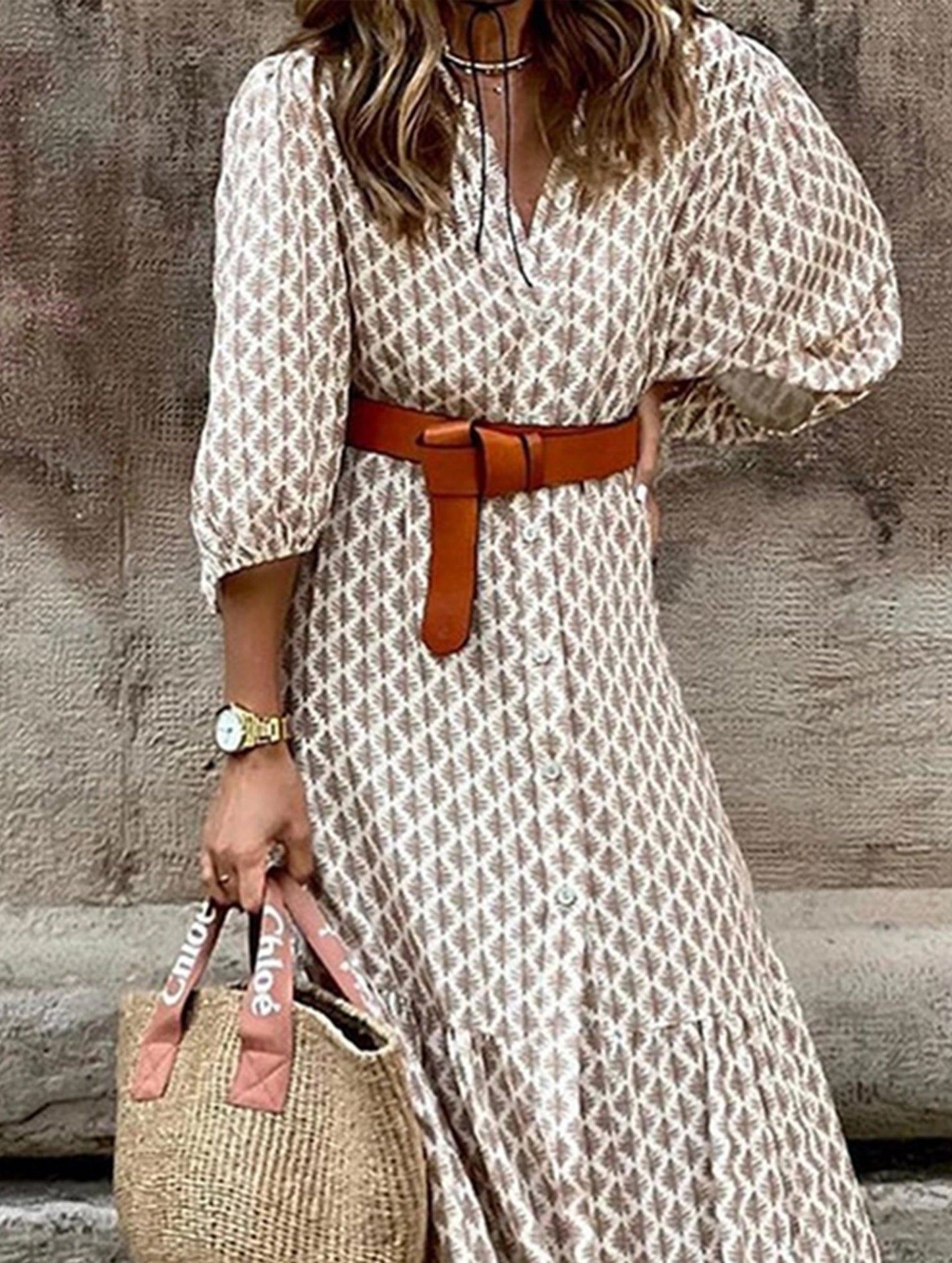 Women?™s Patterned Button Down Long Dress | Casual Chic Maxi Shirt Dress