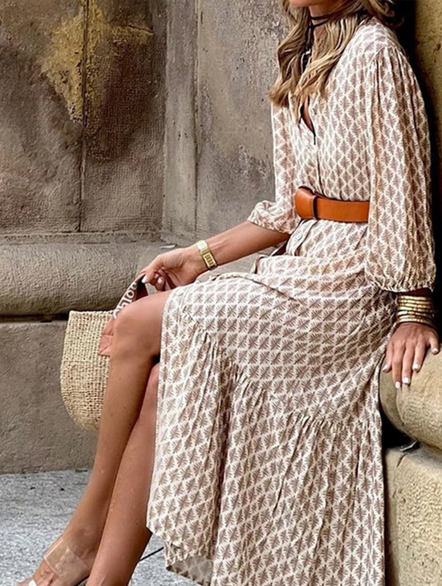 Women?™s Patterned Button Down Long Dress | Casual Chic Maxi Shirt Dress