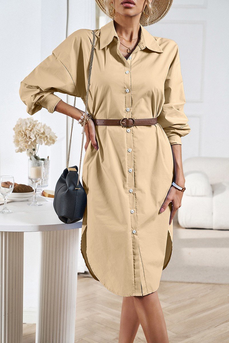 WOMEN CASUAL BUTTON DOWN COLLARED SHIRTS DRESS