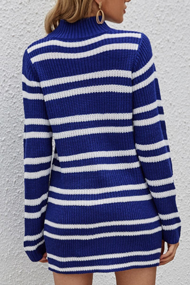 WOMEN HIGH NECK KNITTED SHORT LENGH SWEAT DRESS