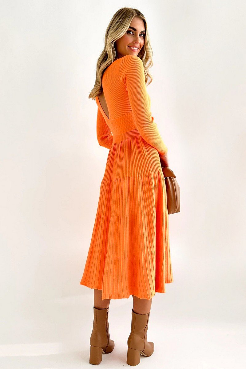 WOMEN HIGH WAIST V NECK TIGHT LONG SLEEVE DRESS