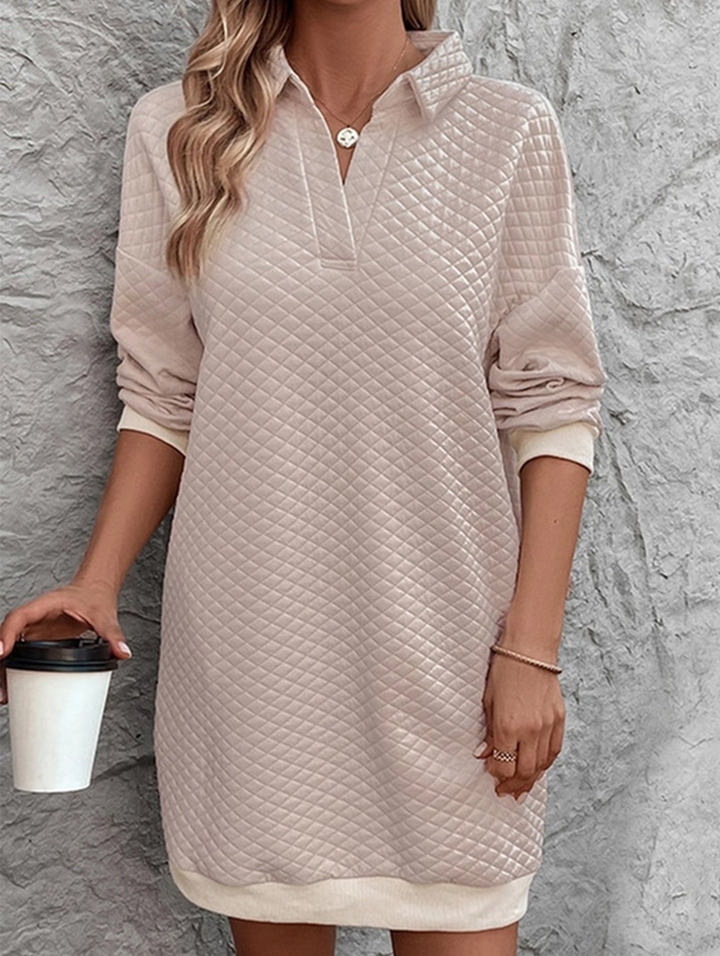 SOLID COLOR TURTLENECK SWEATDRESS