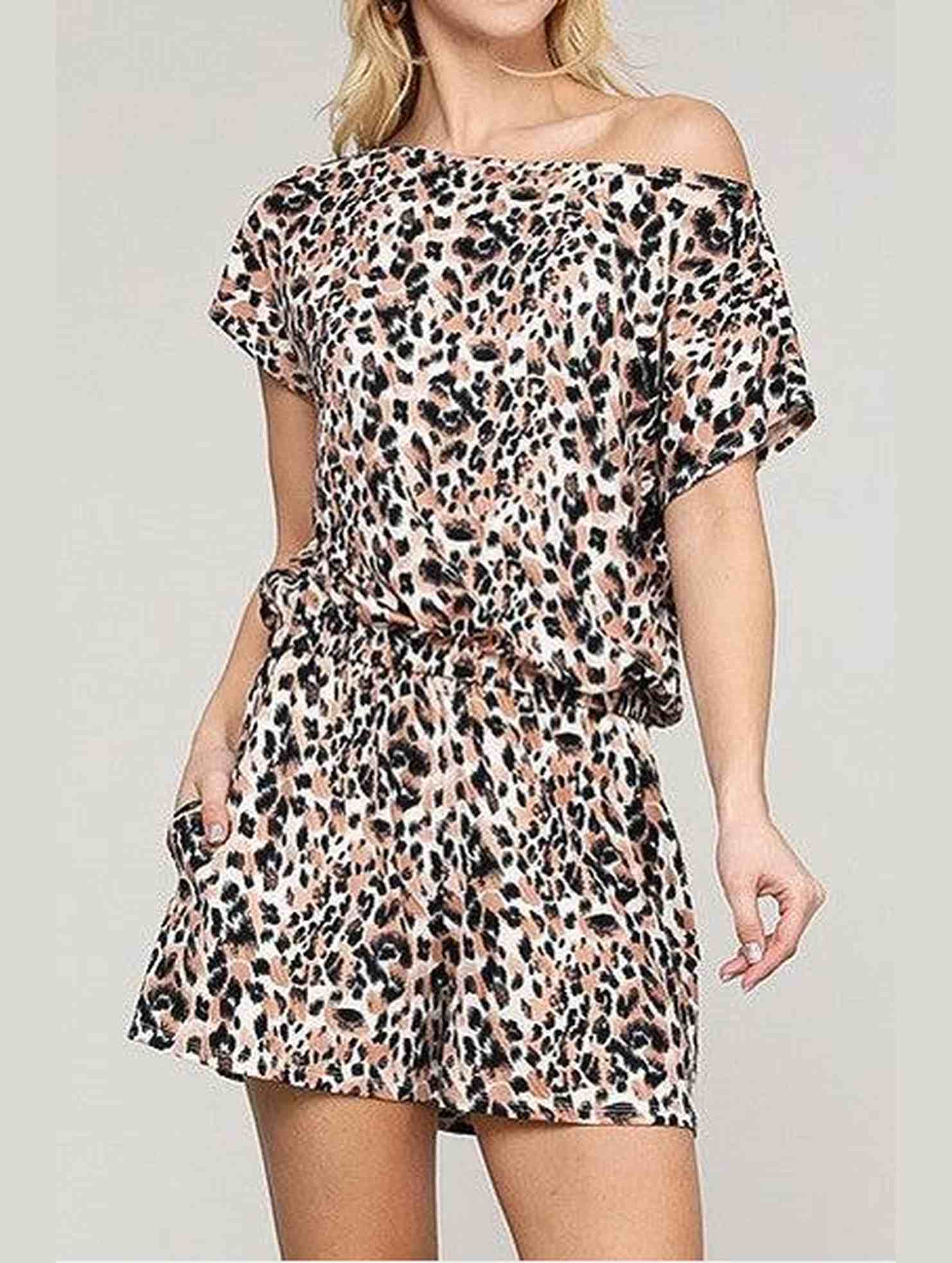 OFF SHOULDER ELASTIC WAIST ROMPER - Doublju