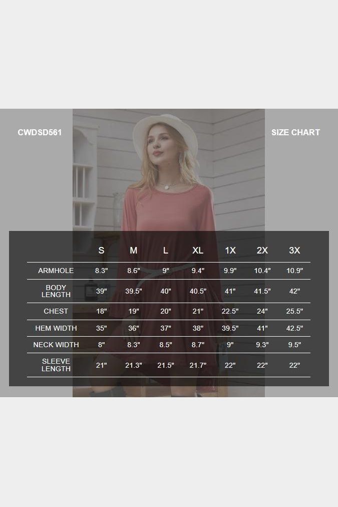 RUFFLE DETAIL LONG SLEEVE DRESS WITH SIDE POCKET - Doublju