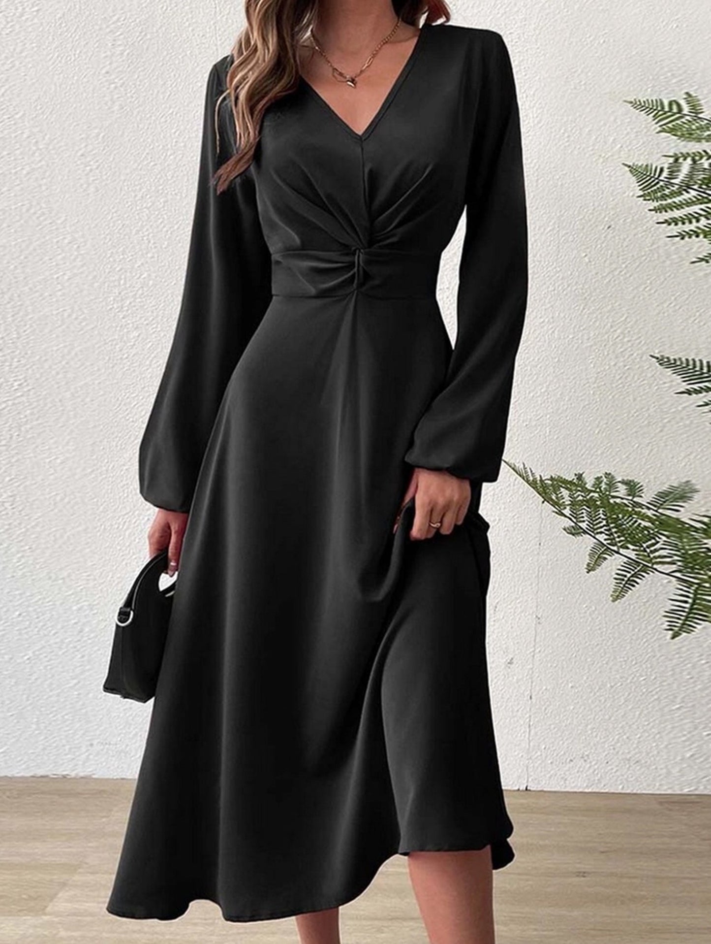 French Royal Sister Style V-Neck Waist Long Dress