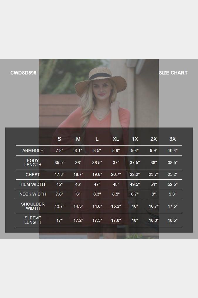 3/4 SLEEVE TIERED DRESS WITH SMALL RUFFLE DETAILS - Doublju