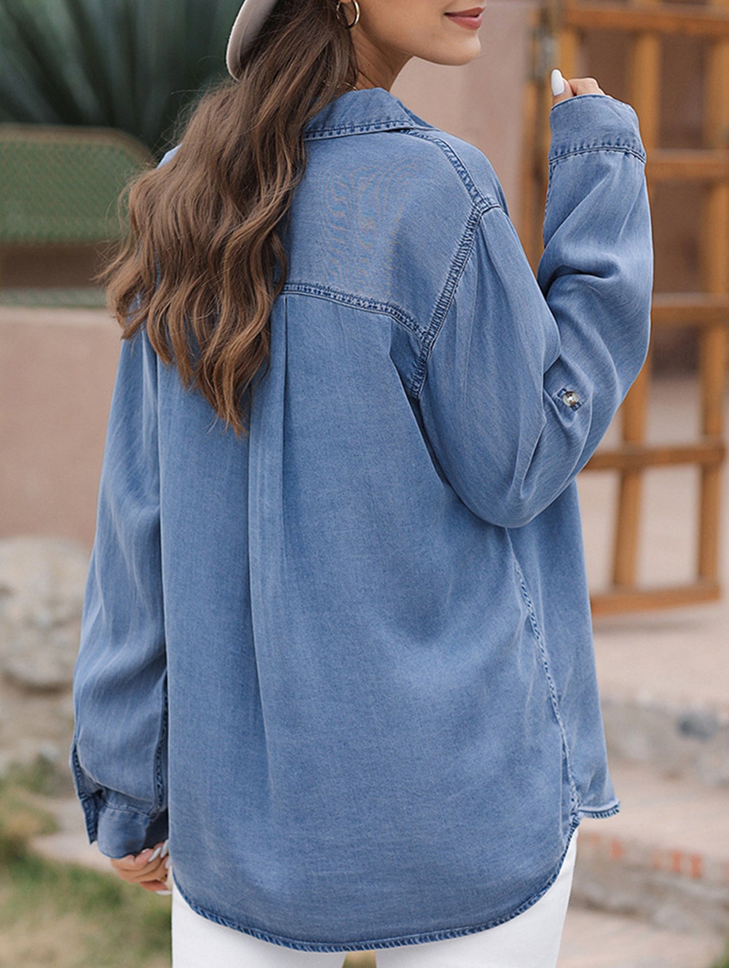 Pure color denim jacket