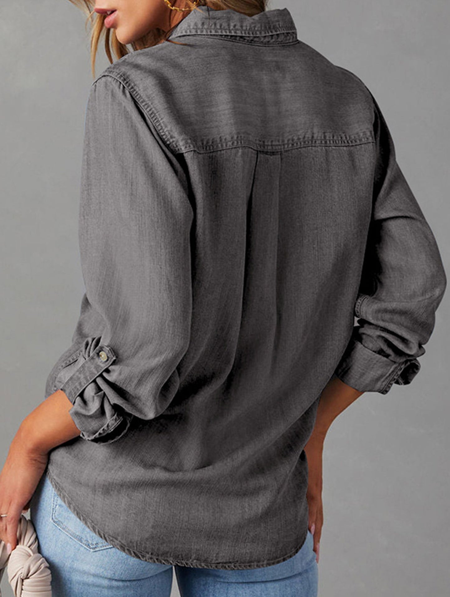 Pure color denim jacket