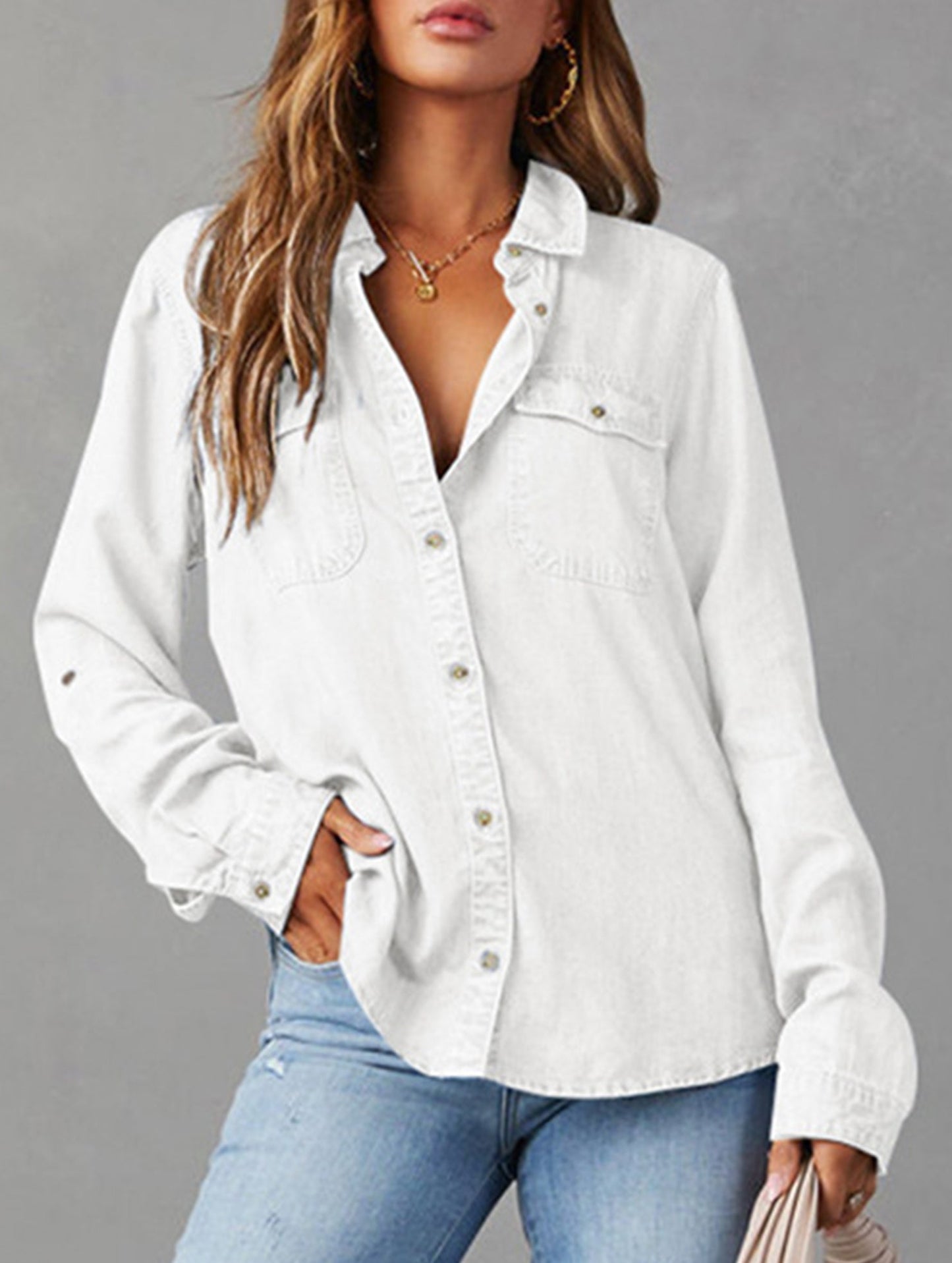 Pure color denim jacket