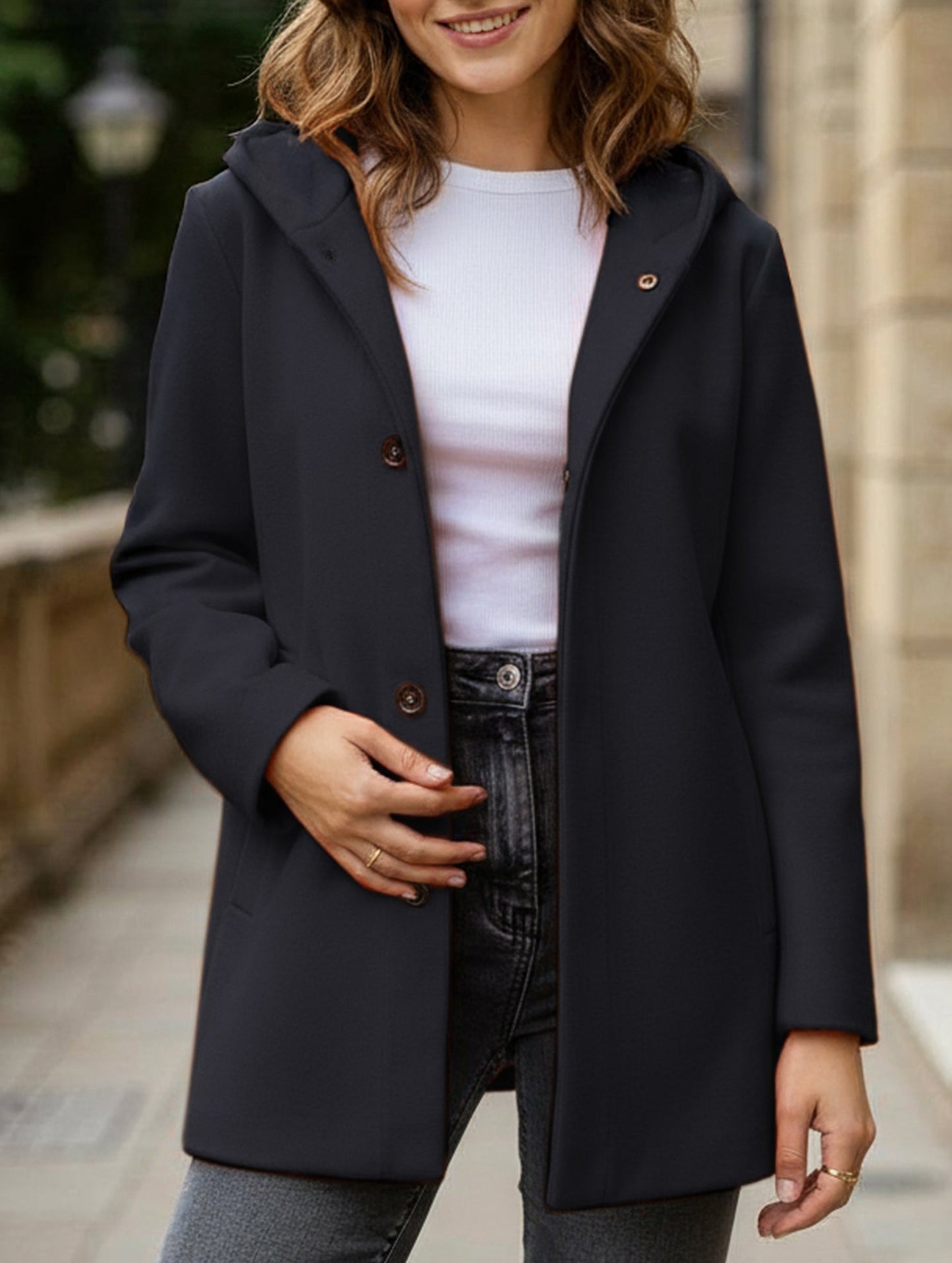 Buttoned multicolor long-sleeved jacket