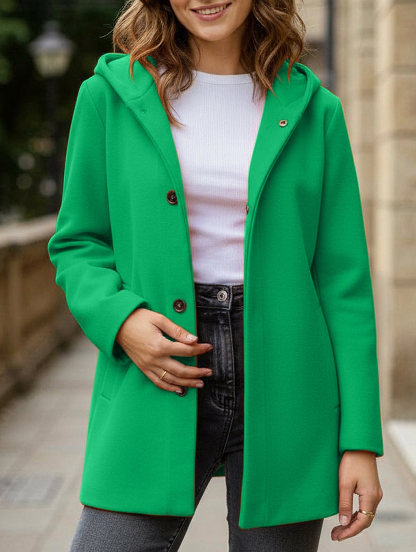 Buttoned multicolor long-sleeved jacket