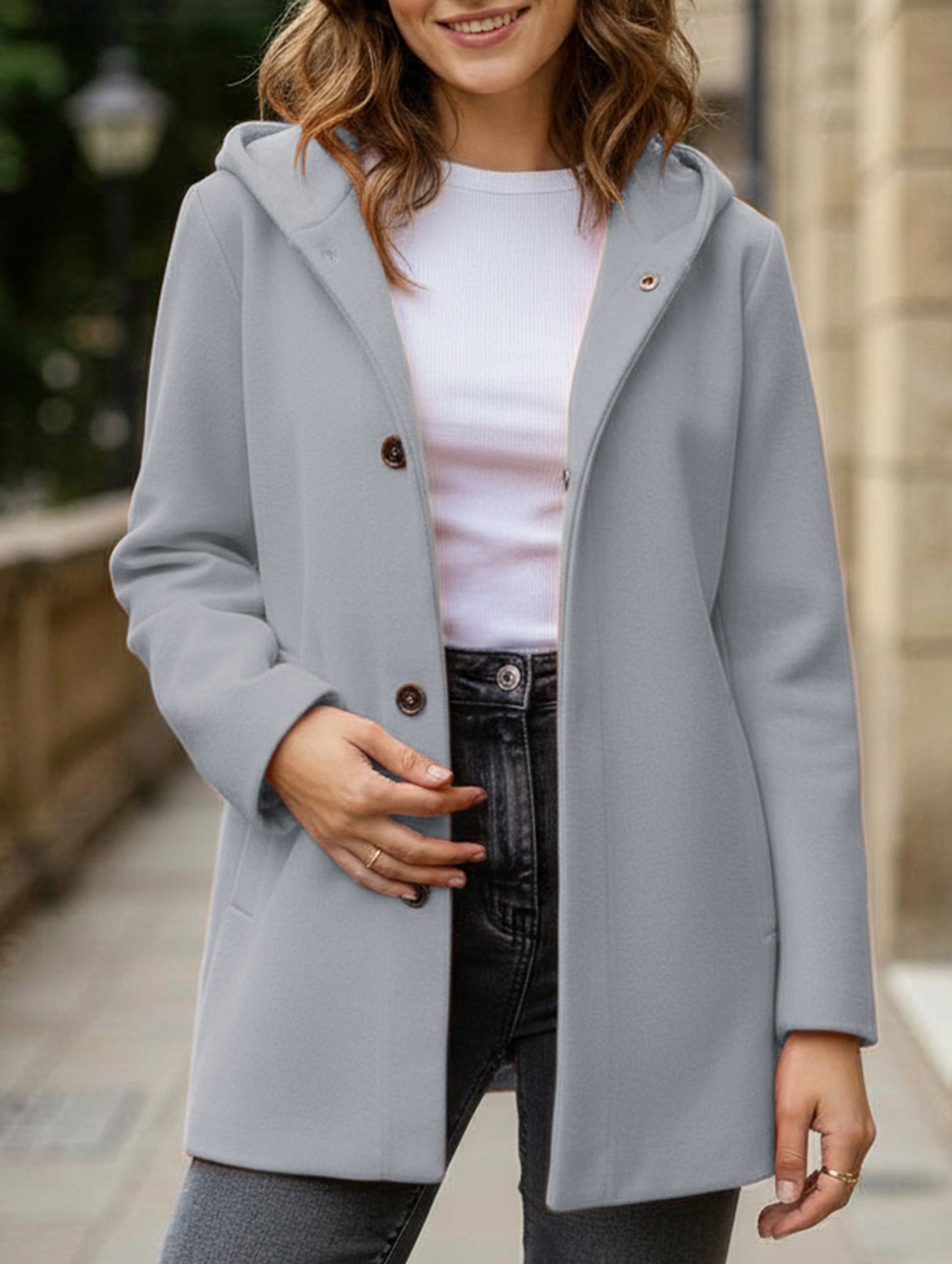 Buttoned multicolor long-sleeved jacket