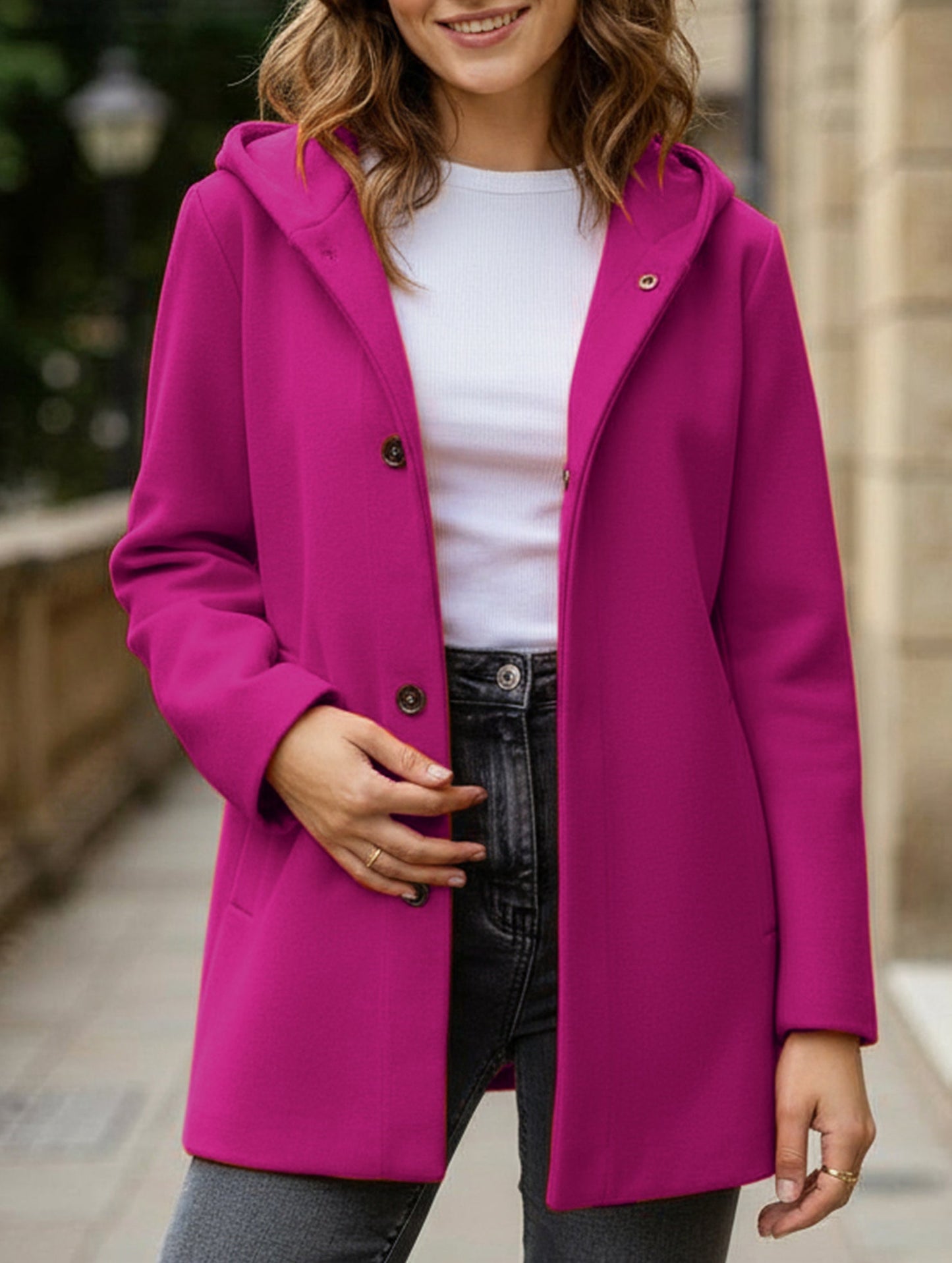 Buttoned multicolor long-sleeved jacket