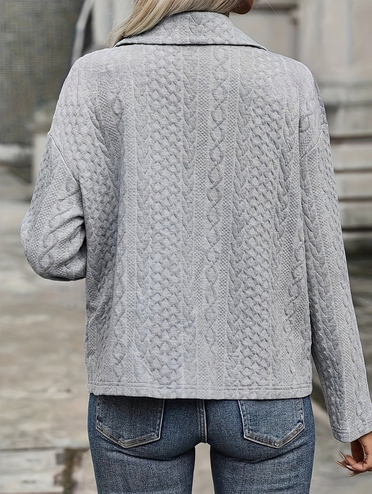 Solid color pocket button loose jacket