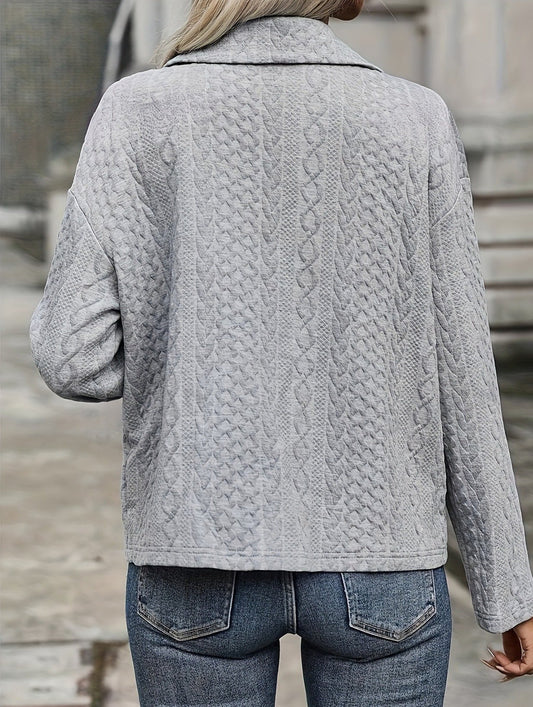 Solid color pocket button loose jacket