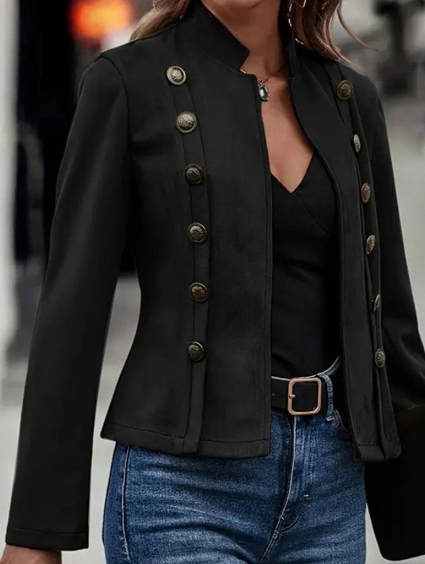 Vintage double-breasted long-sleeved jacket