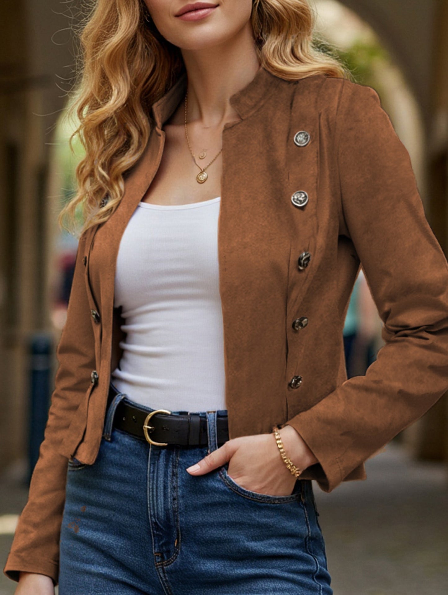 Vintage double-breasted long-sleeved jacket