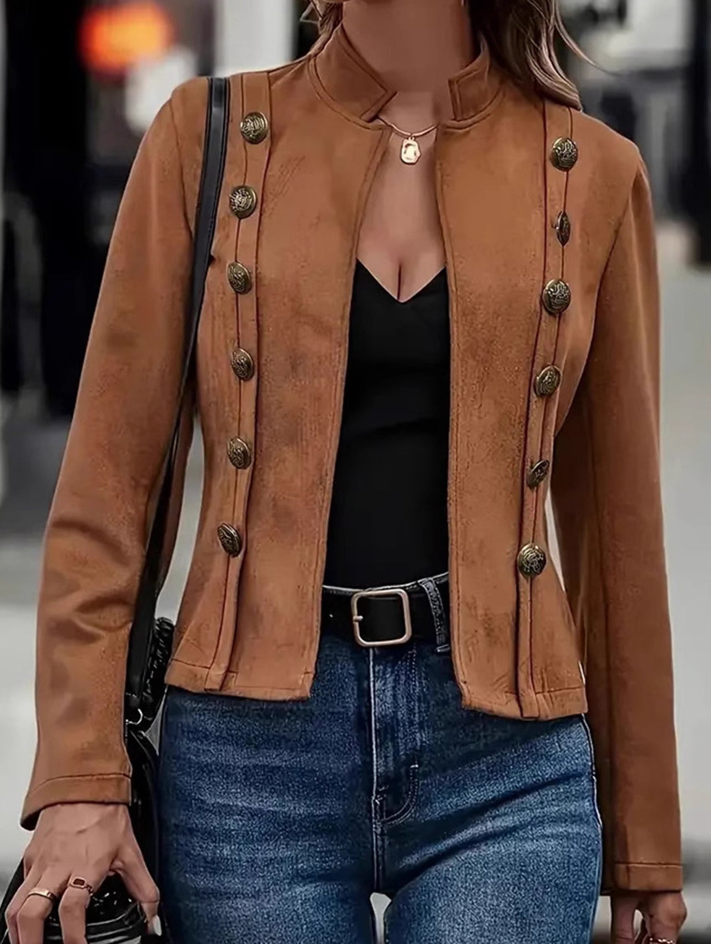 Vintage double-breasted long-sleeved jacket