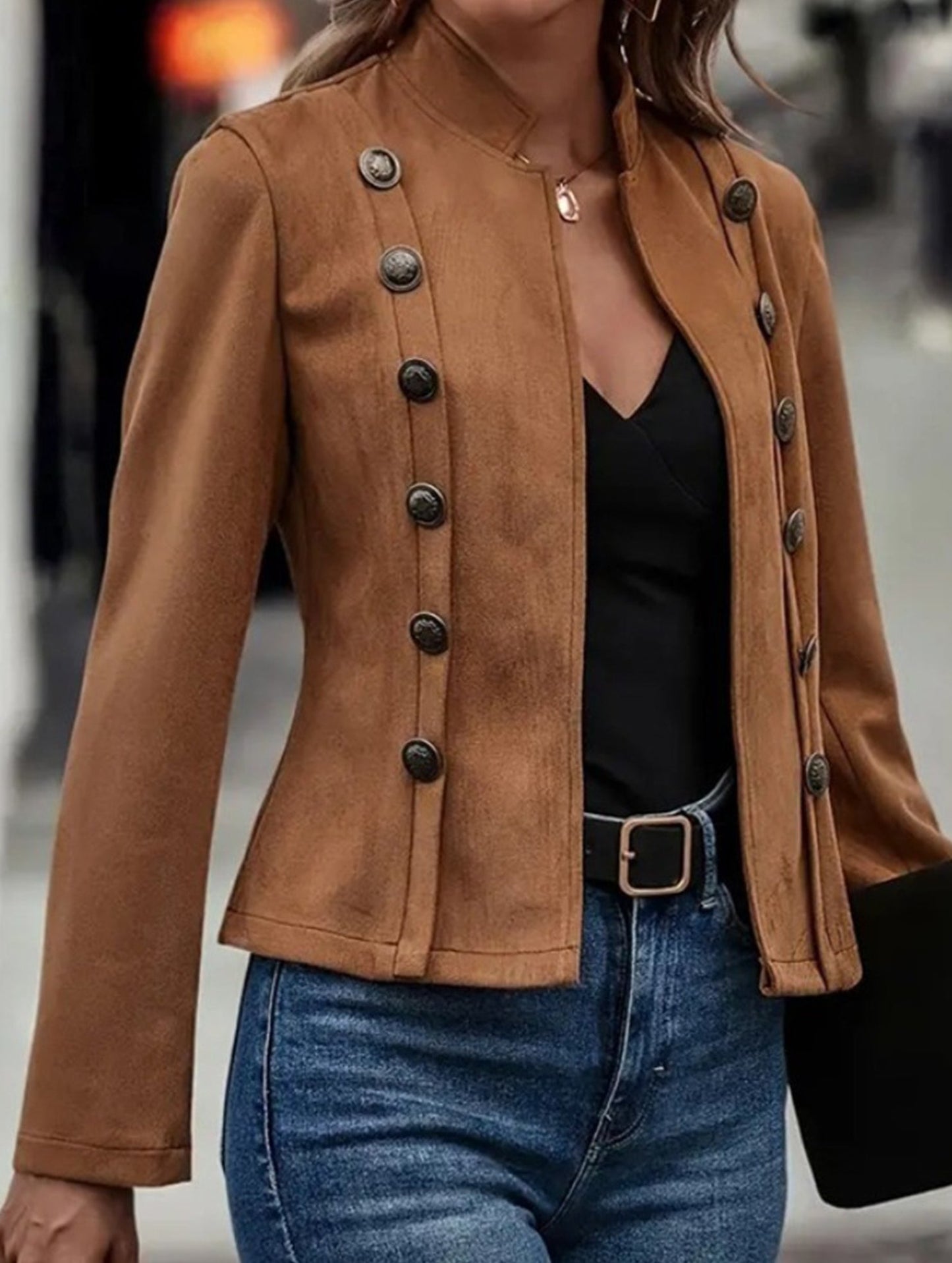 Vintage double-breasted long-sleeved jacket