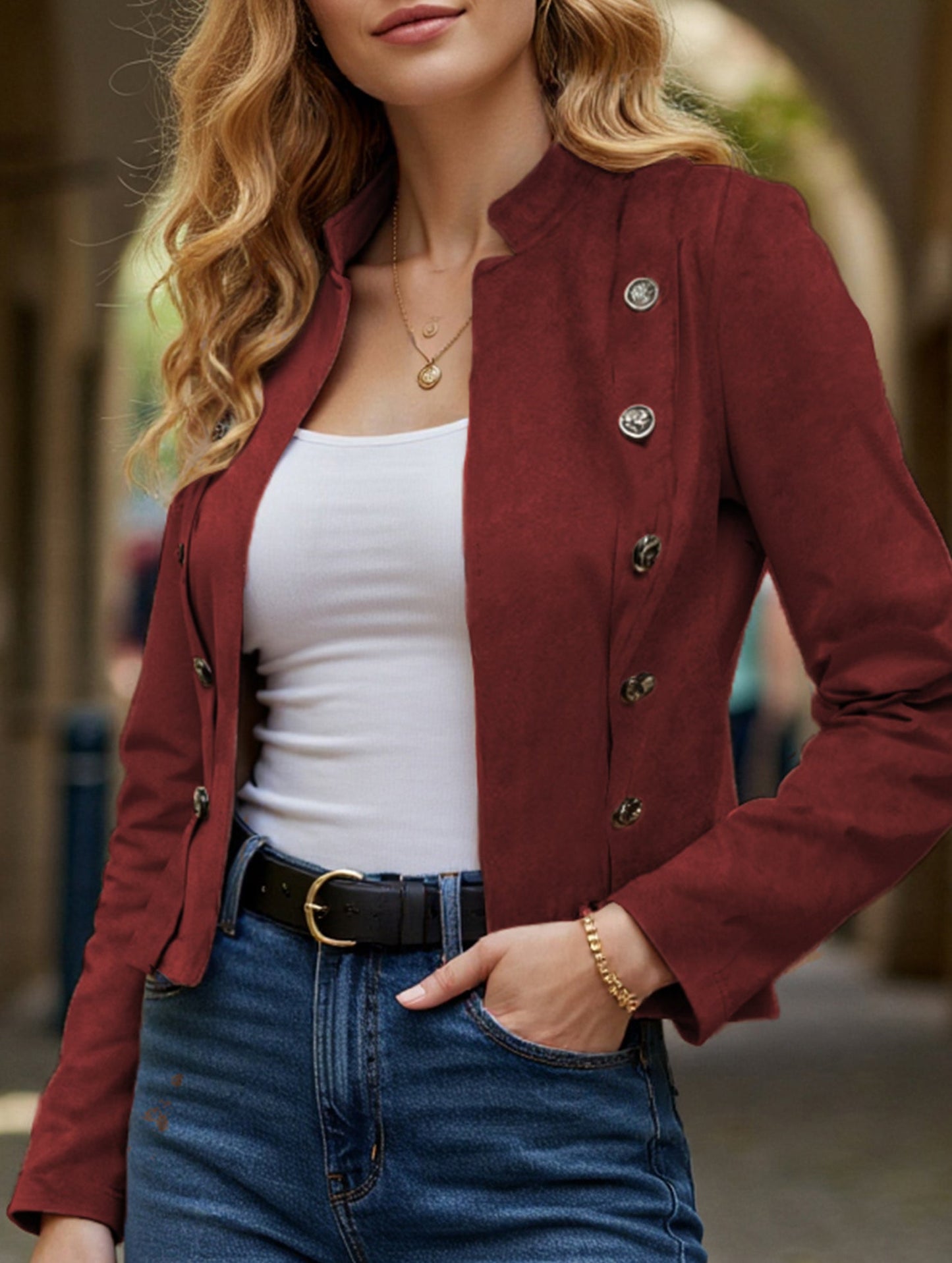 Vintage double-breasted long-sleeved jacket