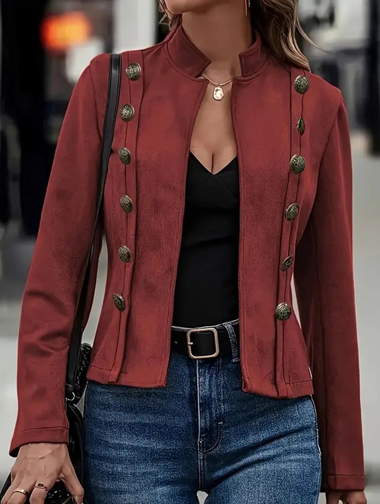 Vintage double-breasted long-sleeved jacket