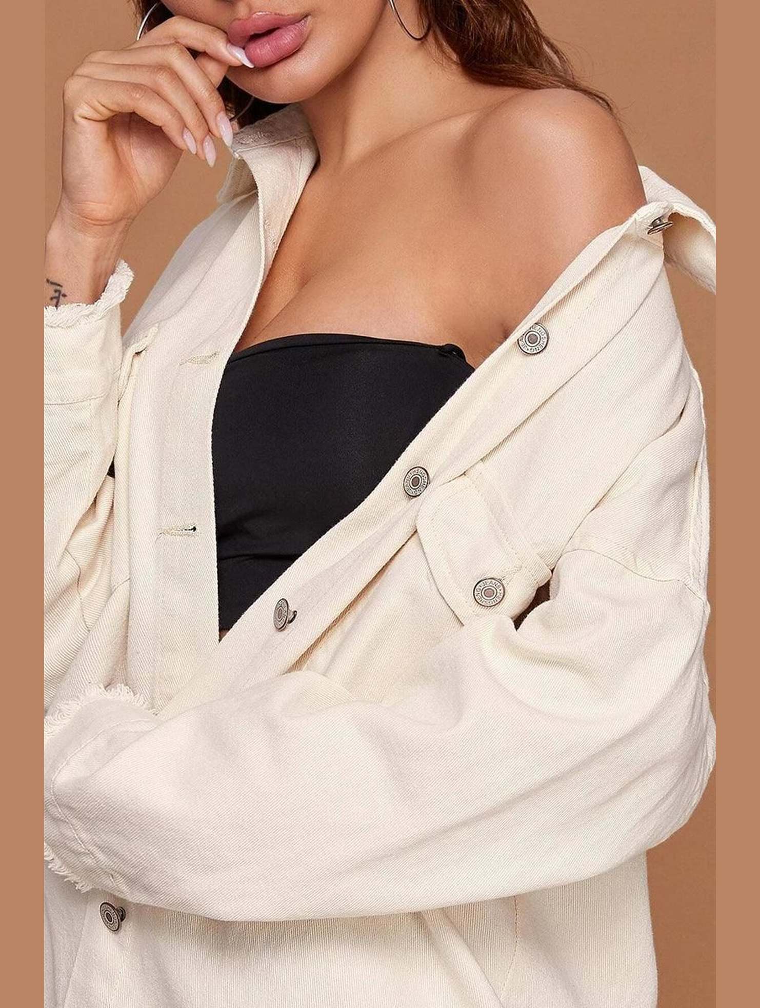 BUTTON DOWN DENIM LONG SHIRTS JACKET - Doublju