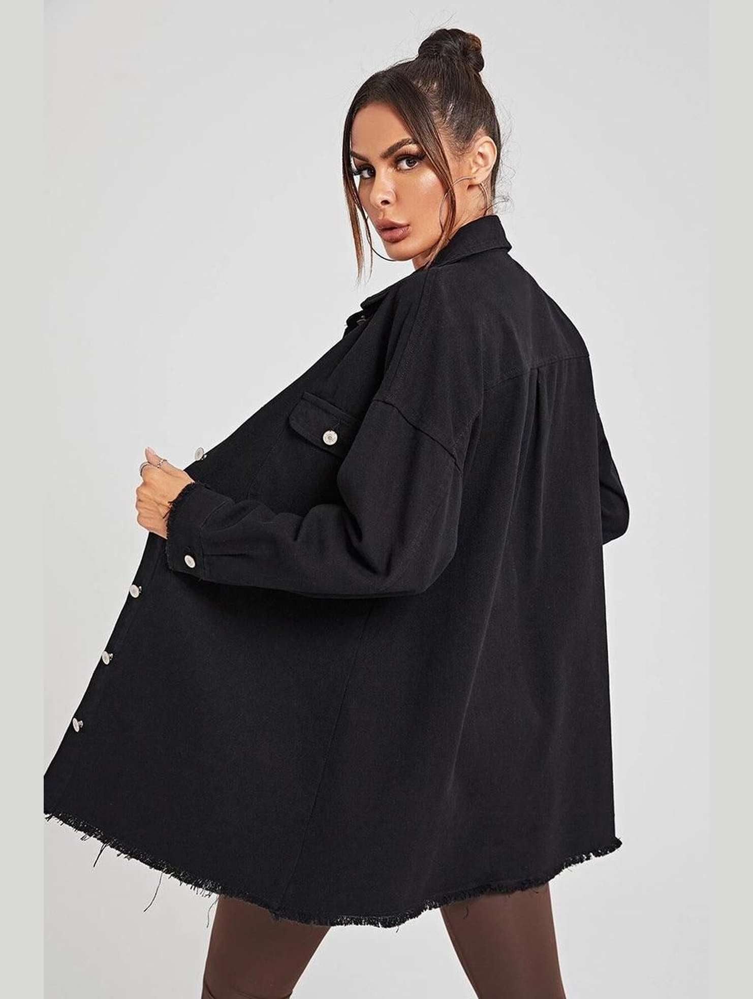 BUTTON DOWN DENIM LONG SHIRTS JACKET - Doublju