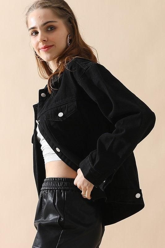 BUTTON DOWN CASUAL DENIM JACKET - Doublju